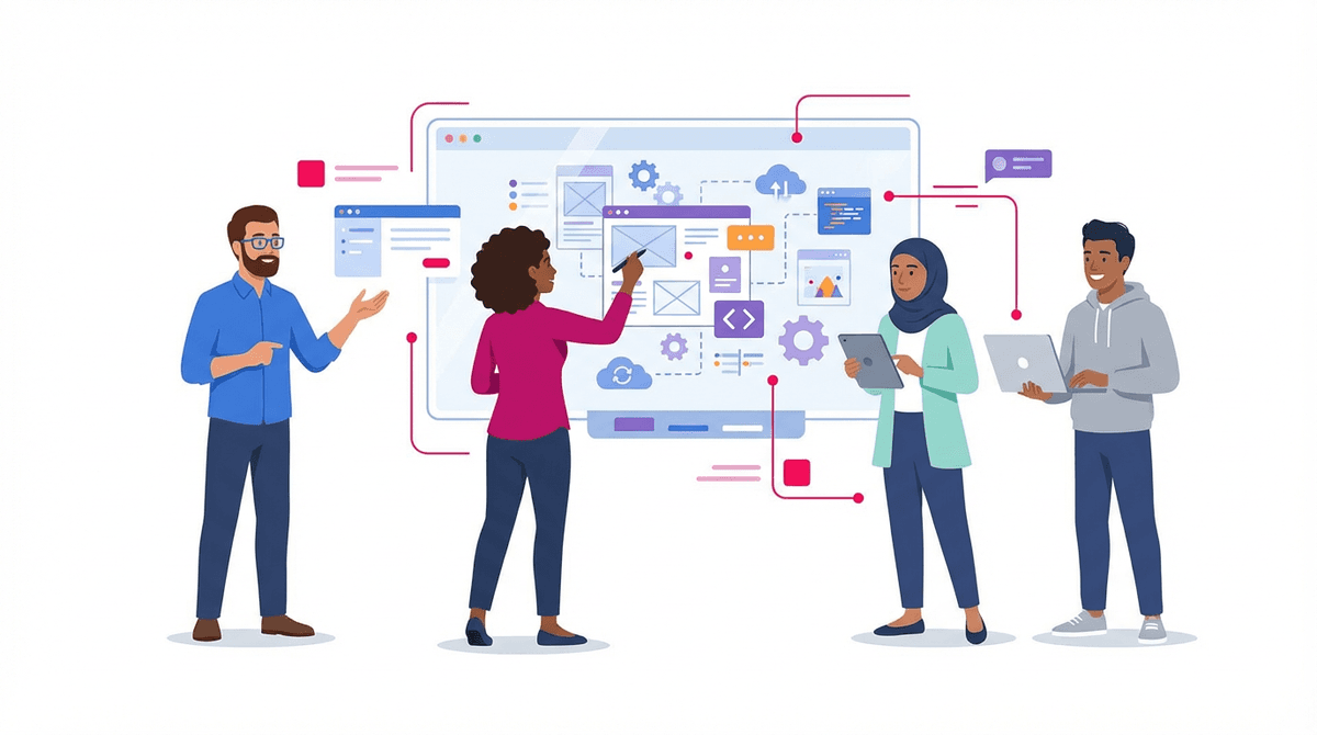 Team collaborating on digital solutions